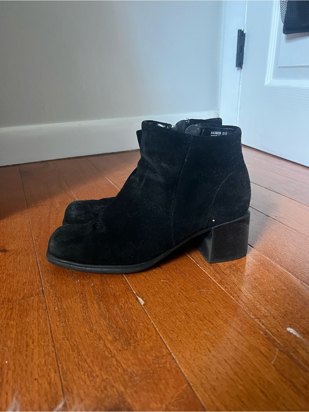 Black Suede Women's Ankle Boots - Classic Block Heel